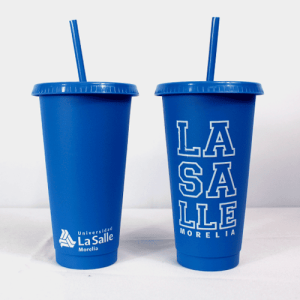 Vaso con tapa y popote